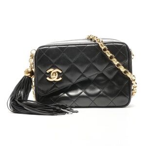 CHANEL No. 2 1991-1994 Camera Bag, Lambskin Turnlock Shoulder Black
